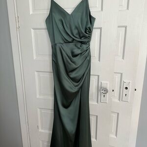 Revelry Rory Satin Dress - Rosemary